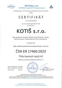 Certifikát ČSN EN 17460:2023