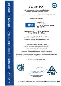 Certifikát P-výroba, S-nákup a dodávky s klasifikační úrovní CL 1 podle EN 15085–2:2020